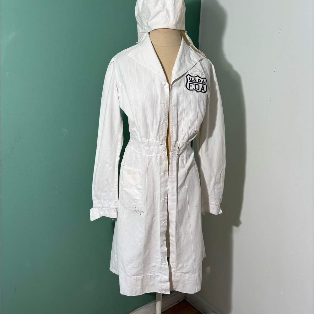 Vintage 1940’s USDA FDA Work Lab Coat with Hat